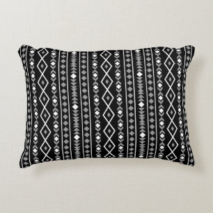 Cojín Decorativo Formas aztecas V Patrón Blanco gris Negro