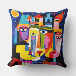 Cojín Decorativo Formas de caras abstractas lindas de fantasía