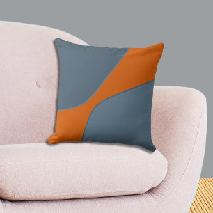 Cojín Decorativo Formas de Cuarto Naranja y Azul Irregulares  