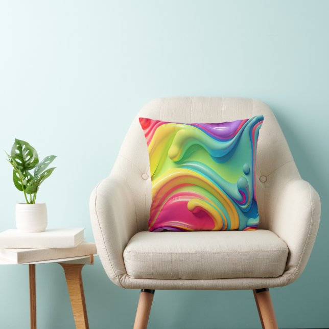Cojín Decorativo Formas de fluidos arcoiris plásticos (Silla)