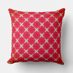 Cojín Decorativo Formas de Octagon Rojo y estrellas de cuatro punto