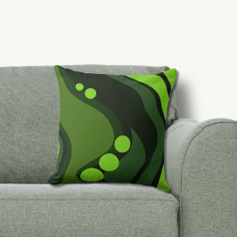 Cojín Decorativo Formas Fluyentes Orgánicas Verdes Abstractas