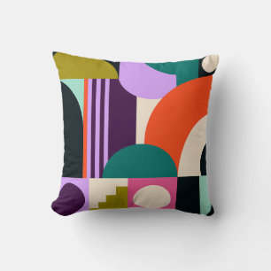 Cojín Decorativo Formas Geométricas Abstractas Vibrantes Colores Mo