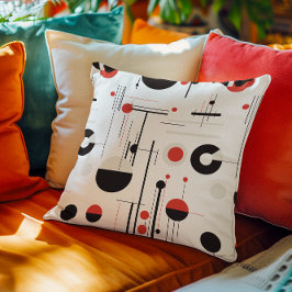 Cojín Decorativo Formas geométricas de Bauhaus en rojo negro sobre 