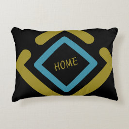 Cojín Decorativo Formas geométricas de oro concéntrico y turquesa