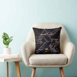 Cojín Decorativo Formas geométricas glitchcore neón sobre negro