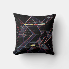 Cojín Decorativo Formas geométricas glitchcore neón sobre negro