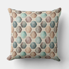COJÍN DECORATIVO FORMAS GEOMÉTRICAS MARRÓN BEIGE VERDE CIAN