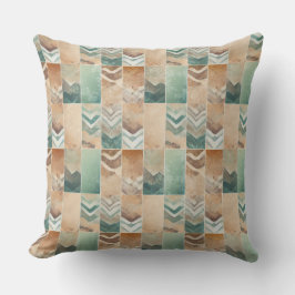COJÍN DECORATIVO FORMAS GEOMÉTRICAS MARRÓN BEIGE VERDE CIAN