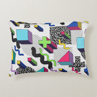Cojín Decorativo Formas geométricas multicolor, patrón retro.
