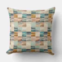COJÍN DECORATIVO FORMAS GEOMÉTRICAS VERDE TERRACOTA TEAL