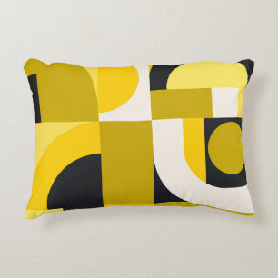 Cojín Decorativo Formas Geométricas Vibrantes en Amarillo, Arte Neg