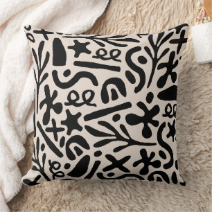 Cojín Decorativo Formas Negras Fondo Beige