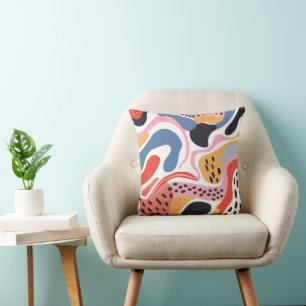 Cojín Decorativo Formas orgánicas abstractas coloridas patrón moder