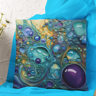 Cojín Decorativo Formas orgánicas burbuja Turquesa Morado