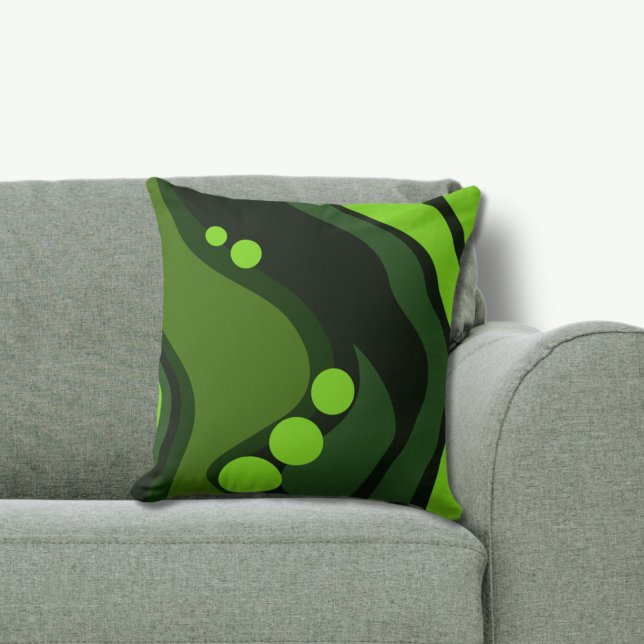 Cojín Decorativo Formas orgánicas verdes abstractas que fluyen (Abstract Green Organic Flowing Shapes Throw Pillow)