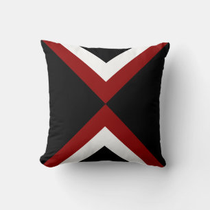Cojín Decorativo Formas rojas y blancas abstractas sobre negro