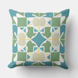 Cojín Decorativo Formas Verdes Y Azules Modernas Para Decoración Di
