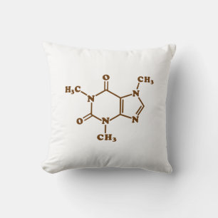 Cojín Decorativo Fórmula química molecular de la cafeína del café