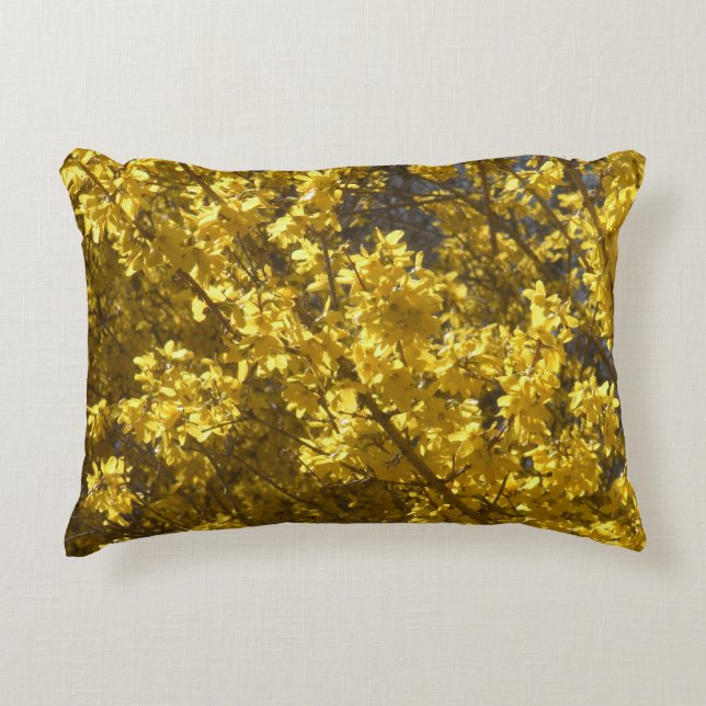 Cojín Decorativo Forsythia "Menos tristeza, más florecimiento", ins (Anverso)