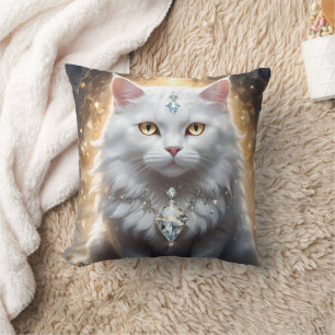 Cojín Decorativo "Fortuna felina: La diva con diamantes"