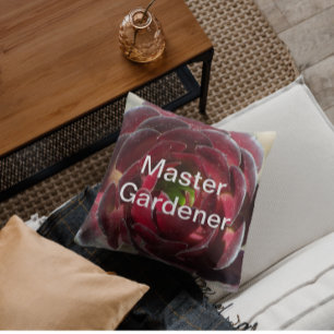 Cojín Decorativo Foto Botánica de Suculenta Roja Master Gardener