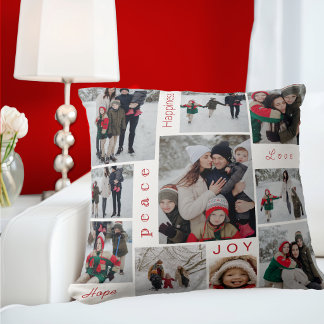 Cojín Decorativo Foto Collage Blanco Navidad