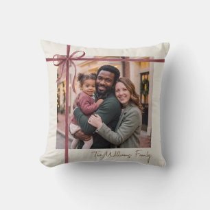 Cojín Decorativo Foto con cinta de Borgoña elegante