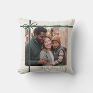 Cojín Decorativo Foto con cinta verde elegante