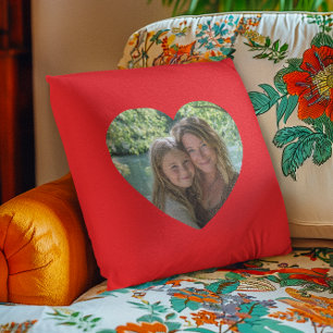 Cojín Decorativo Foto con forma de corazón rojo brillante