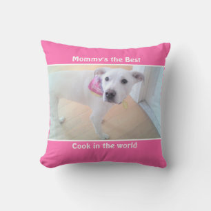Cojín Decorativo Foto de adorable cachorro blanco dulce Mamá Rosa