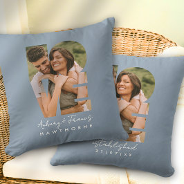 Cojín Decorativo Foto de amor simple moderna personalizada azul pol