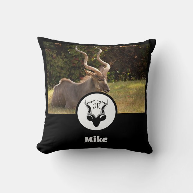 Cojín Decorativo Foto de Antelope Silhouette Name (Anverso)