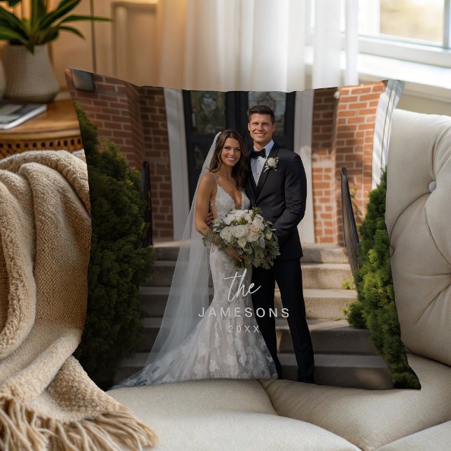 Cojín Decorativo Foto de apellido de pareja Boda personalizada (Subido por el creador)