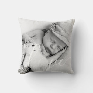 Cojín Decorativo Foto de bebé con letra moderna Love Baby 
