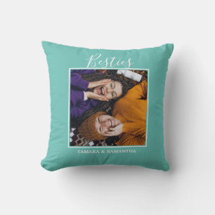 Cojín Decorativo Foto de Bestis BFF Mejor nombre de amigo Verde azu