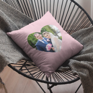 Cojín Decorativo Foto de boda en forma de corazón Rosa