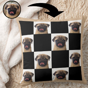 Cojín Decorativo Foto de cachorro de perro negro y blanco