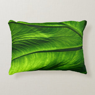 Cojín Decorativo Foto de cierre de hoja verde