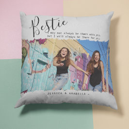 Cojín Decorativo Foto de cita moderna de Bestie personalizada BFF