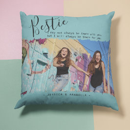 Cojín Decorativo Foto de cita moderna de Bestie personalizada BFF
