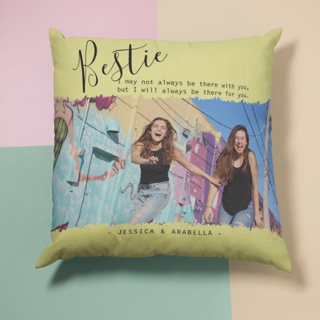 Cojín Decorativo Foto de cita moderna de Bestie personalizada BFF (Subido por el creador)