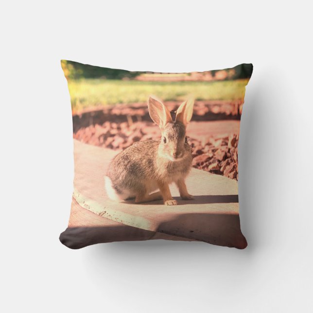 Cojín Decorativo foto de conejo de Pascua primavera (Anverso)