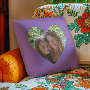 Cojín Decorativo Foto de corazón en forma de orquídea amatista