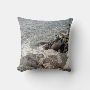 Cojín Decorativo Foto de costa rocosa del océano Mejor papá gris