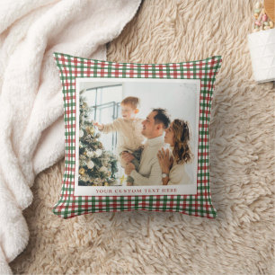 Cojín Decorativo Foto de cuadro gingham rojo y verde