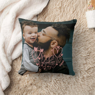 Cojín Decorativo Foto de familia Corazones rosados Feliz día de San
