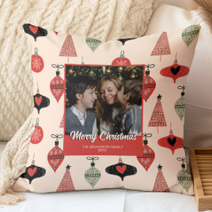 Cojín Decorativo Foto de Feliz Navidad Moderno de Mitad de Siglo