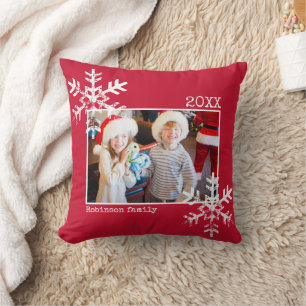 Cojín Decorativo Foto de feriado de navidades con copos de nieve pe