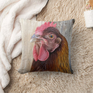 Cojín Decorativo Foto de gallina roja